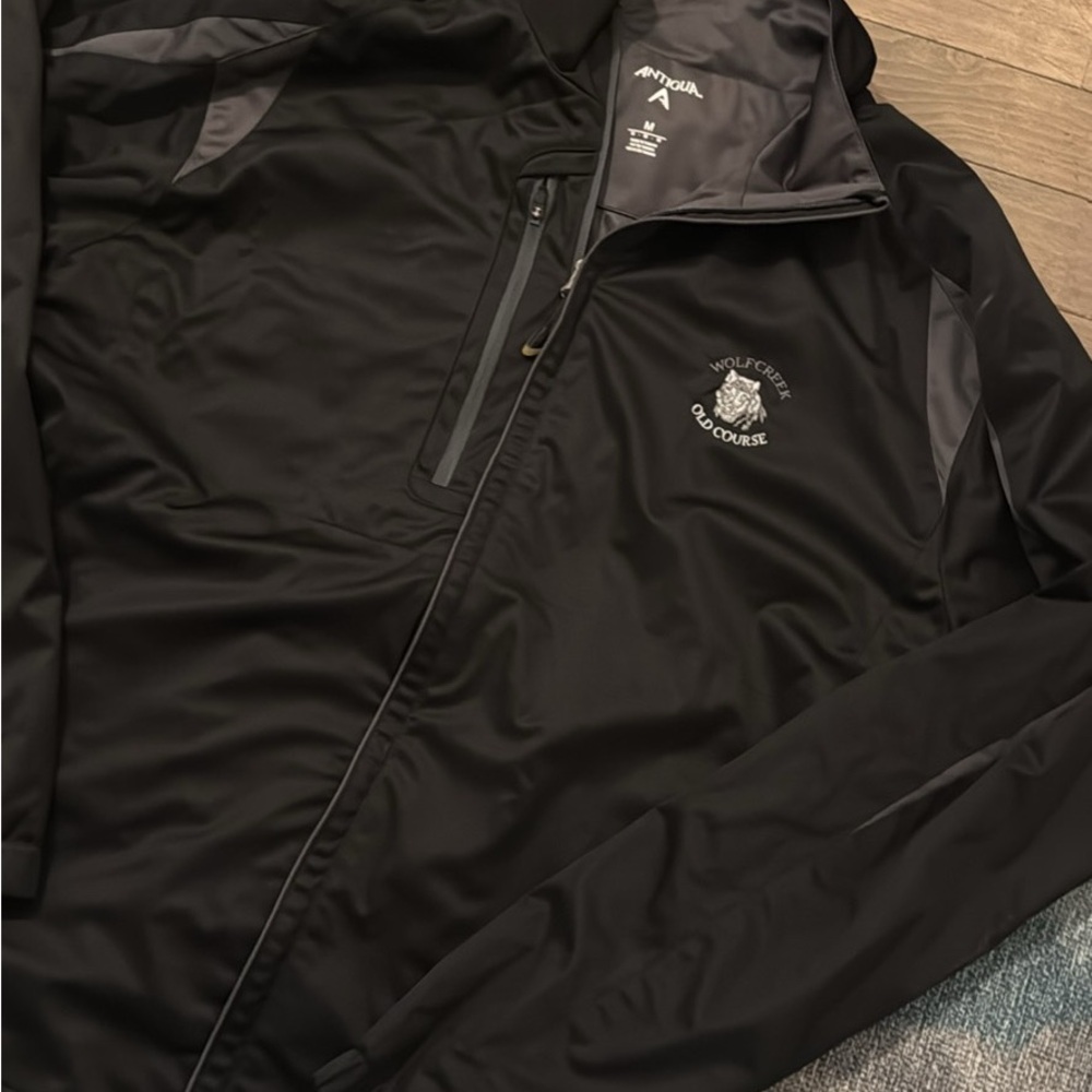 Antigua Black and Gray Windbreaker Jacket